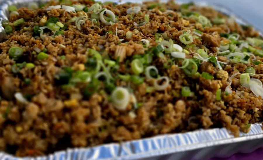 Full pan of Trappanyaki signature garlic noodles